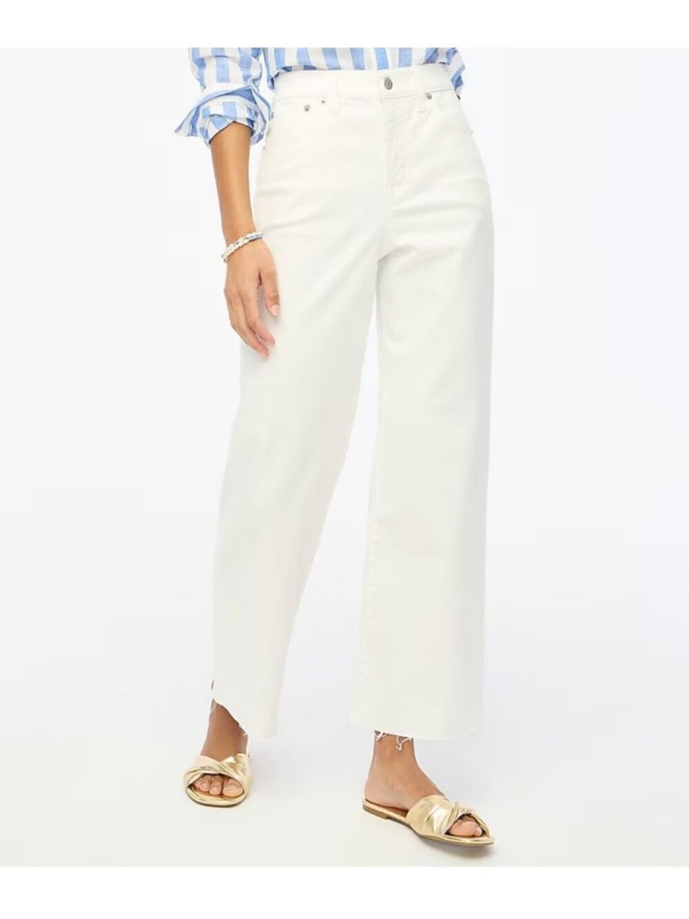 J. Crew Factory Wide-Leg Crop Jean White Size 32 NWT BR051